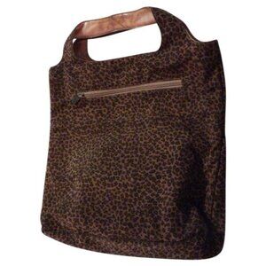 Bottega Veneta Vintage Tote Animal Leopard Print Silk And Leather